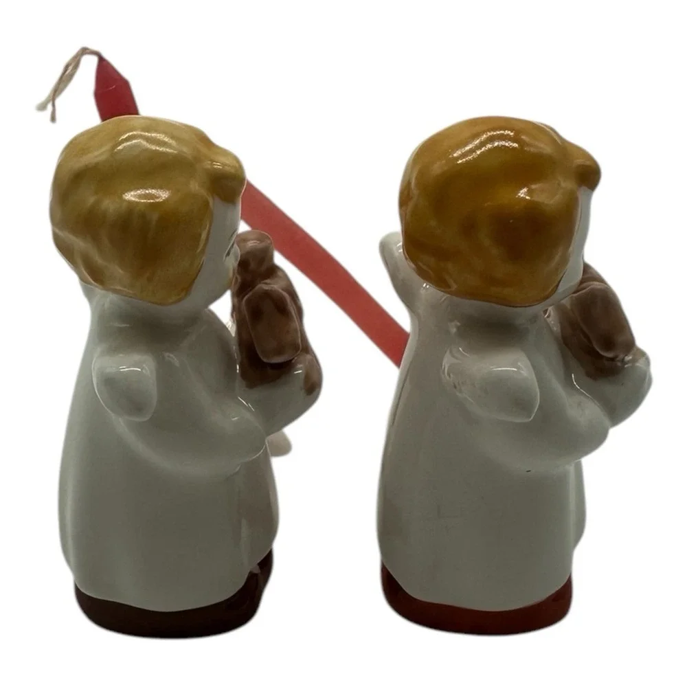 2 Vintage Goebel Christmas Candle Holders Angel w/ Toy Horse‎ 2.5